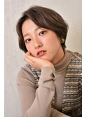 ハンサムショート/前髪なしショート/アースカラー30代40代50代