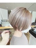 上品大人ショート&白髪ぼかしハイライト　宇都宮ショート