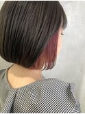 【インナーカラー初級】ダークグレージュ×ピンクインナー
