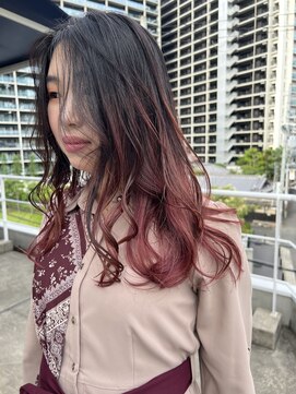 リト 天王寺阿倍野店(Retto:) ピンクグラデーションカラー×ロングスタイル@奥野