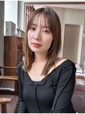 ★くびレイヤーエモージュ前髪薄めバング小顔カット大人ガーリー