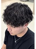 ツイストスパイラルパーマセンターパートシャドウパーマ緩め30代