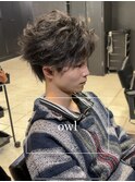 フェザーパーマ×フェザーショートウルフ×センターパートメンズ