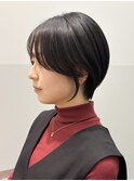 小顔カット顔まわりレイヤー上品丸みショートボブ20代30代