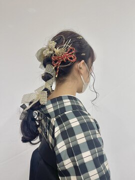 ベルクープス 天王寺店(Belle Coupes) 【BelleCoupes】着物ヘア レースリボン 水引 金箔 和装ヘア 大阪