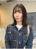 ミディアムウルフ顔まわりレイヤー艶カラー/今枝