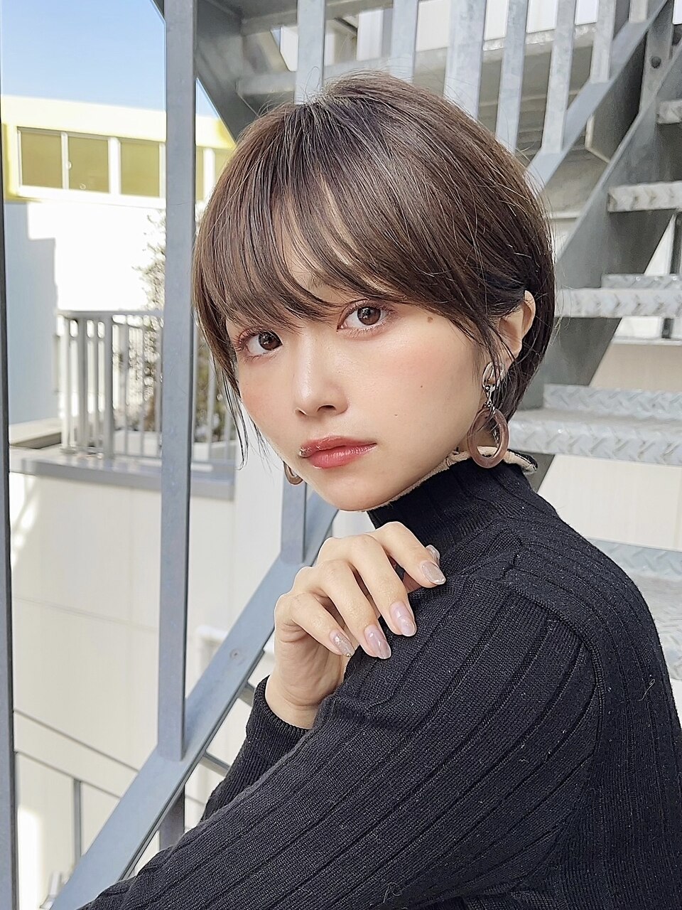 似合わせカットニュアンスカラーナチュラル大人ショートボブ