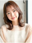 ◎ミニウルフホワイトグレージュデジタルパーマチェリーブラウン