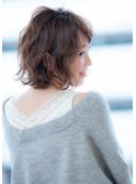 【40代髪型】大人かわいいゆるふわボブ×ラベージュ