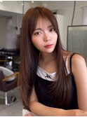 レイヤーロング/韓国レイヤー ショコラブラウンオリーブベージュ