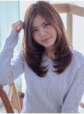 ミニウルフホワイトグレージュデジタルパーマチェリーブラウン