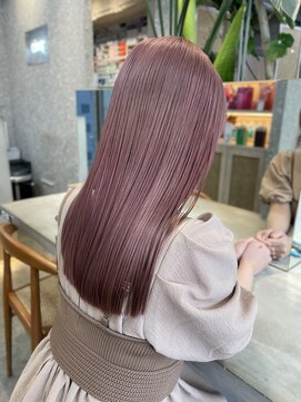 サンク 原宿 表参道(cinq) 原宿ピンクベージュピンクミルクティーブリーチありダブルカラー