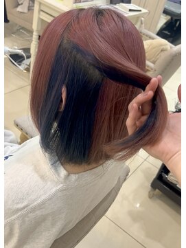 ベルバイグレイス(BELLE by grace) インナーカラー　コーラルピンク×ネイビーブルー