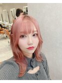 ミルキーピンクくびれミディアム韓国ヘア