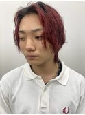 福井　大和田　メンズハイトーン　赤髪　レッドカラー