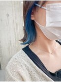 インナーカラーブルー◎ボブ/ケアブリーチ