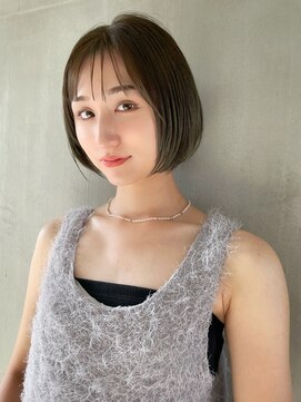 ヘアーデザイン アルエ(HAIR×design ARUE) 【ブリーチなしダブルカラー】【オリーブカラー】【ボブ】