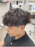 波パーマ　刈り上げ　マッシュ　ツーブロック