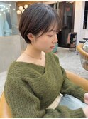 ショート×ブリーチなしグレージュ/前髪顔周りレイヤー[横浜]