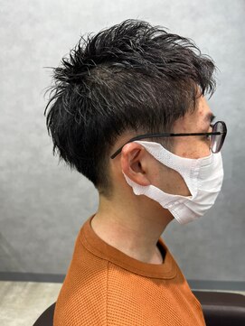 リット×ベリエ(Lit.×belier) ビジネスショートツイストスパイラルパーマツーブロック刈り上げ