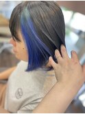 アッシュブラック+マーメイドブルーインナーカラー