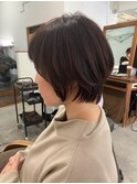 ショートボブ×ピンクブラウン