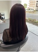 オイルストレート　艶髪　赤系カラー　トリートメント