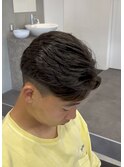 大分メンズ毛流れ曲がる縮毛矯正刈り上げショートセンター分け
