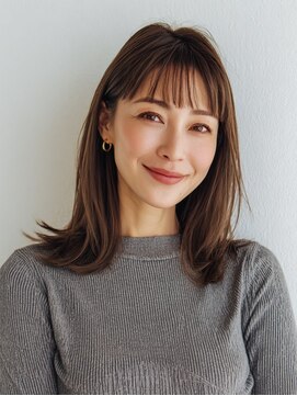 ハート 新子安店(HEART) 着物ヘア/ダークアッシュ/ミディアムレイヤーカット/新子安