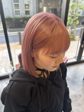 コト 福井大和田店(coto) 福井ハイトーンボブピンクブリーチ艶カラー艶髪髪質改善