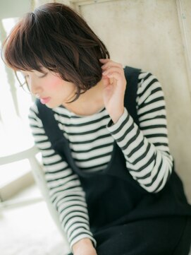 大波純一美容室パーティハン 大人かわいいココアブラウンゆる巻ミディアムb小山20代30代