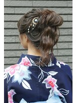 フェリーチェ(Felice)&nbsp;浴衣アレンジ　着付け　着物　小顔お団子　ポニーテール