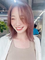 フラッグ ヘアー 天神西通り店(Flag HAIR)&nbsp;スモーキーピンク　ハイライト　ブリーチ