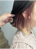 くすみピンクのインナーカラーとボブ★秋山