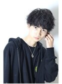 無造作クセ毛ツイストパーマツーブロックマッシュ