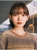 ボブ　外ハネボブ　くびれヘア　夏　縮毛矯正　ハイライトカラー