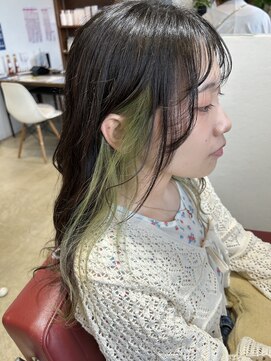 スレッド(SRED) インナーカラー×くすみグリーン