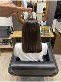 透け感グレージュストレート