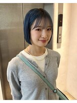 グッドフェローズ キタホリエ(GoodFellas kitahorie)&nbsp;透明感ブルー×シンプルボブの艶カラーレイヤーハイトーン艶感