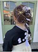 紐アレンジ×ポニーテールヘアアレンジ