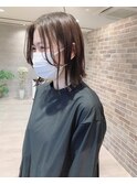 切りっぱなしボブ×センターパート