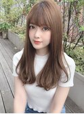 大人かわいいフェザーバング艶ロングマロンベージュ吉祥寺30代
