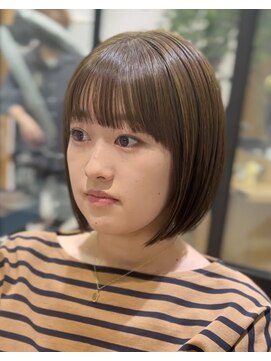 ローネス ギンザ(LONESS ginza) くびレイヤー薄めバンググレージュカラーピンクベー ジュパーマ