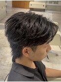 フェザーパーマ/センターパート/ウルフ/カルマパーマ/men's