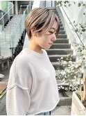 NUDEハイトーン ダブルカラー ハンサムショート大人ショートボブ