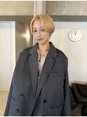 金髪ショート/ケアブリーチ/ショートヘア/マッシュショート