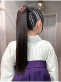 【立川CRES三木】卒業式・着物コーンロウポニースタイル1