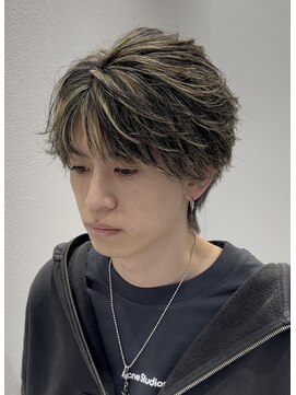 オーシャントーキョー 仙台(OCEAN TOKYO) フェザーパーマメンズショートハイライトニュアンス毛流れ仙台