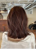 白髪あっても◎チェリーブラウンミディアムレイヤー
