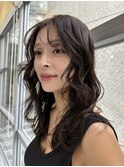 +小顔ミディアムパーマミディアムデジタルパーマボブパーマ黒髪
